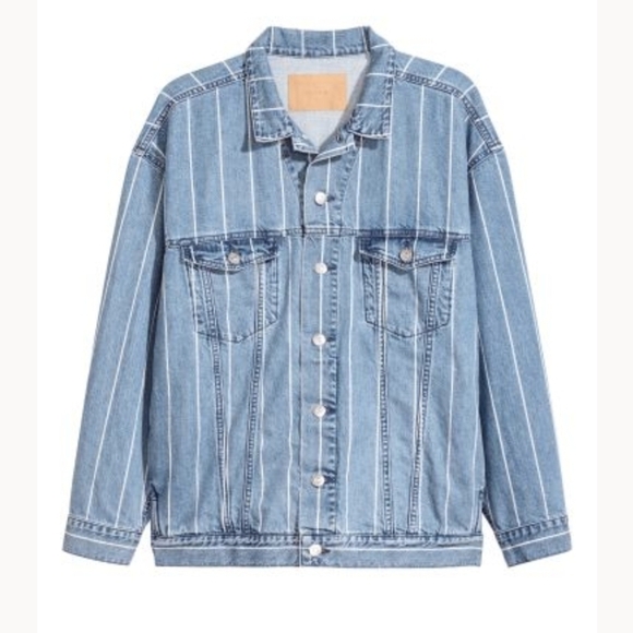 Uni Jacket 2 &Denim Mens Stripe Y2K Jean Jacket sz M - Picture 1 of 10